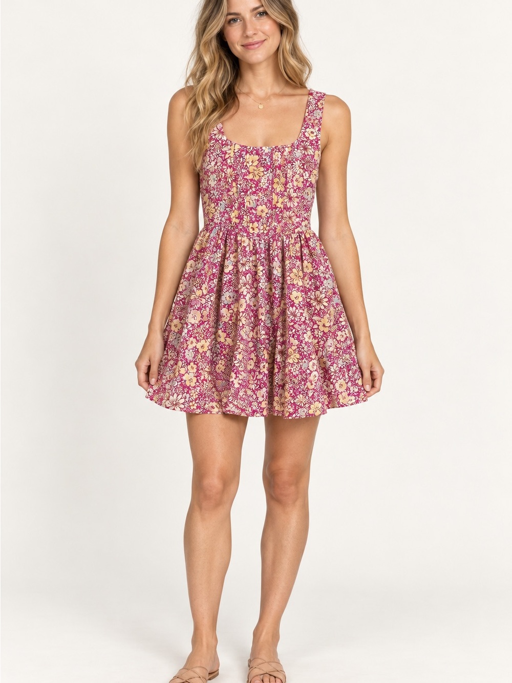 Band of the Free Fuchsia Sand Floral Mini Dress – Size XS